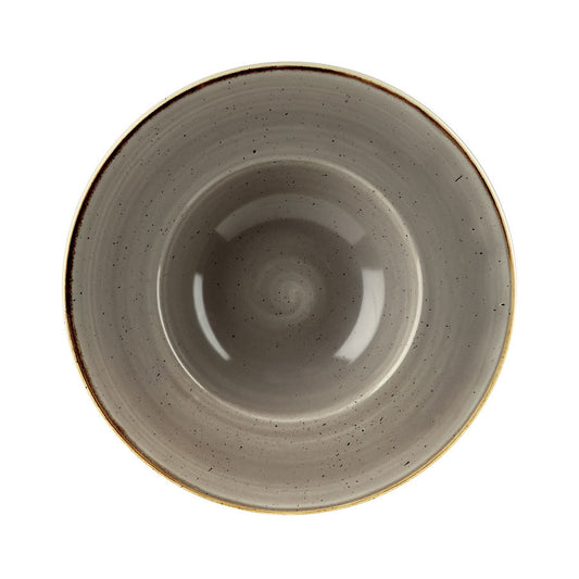 Churchill Stonecast Vitrified Porcelain Peppercorn Grey Round Wide Rim Bowl 24cm 28.4cl 10oz Pack of 12