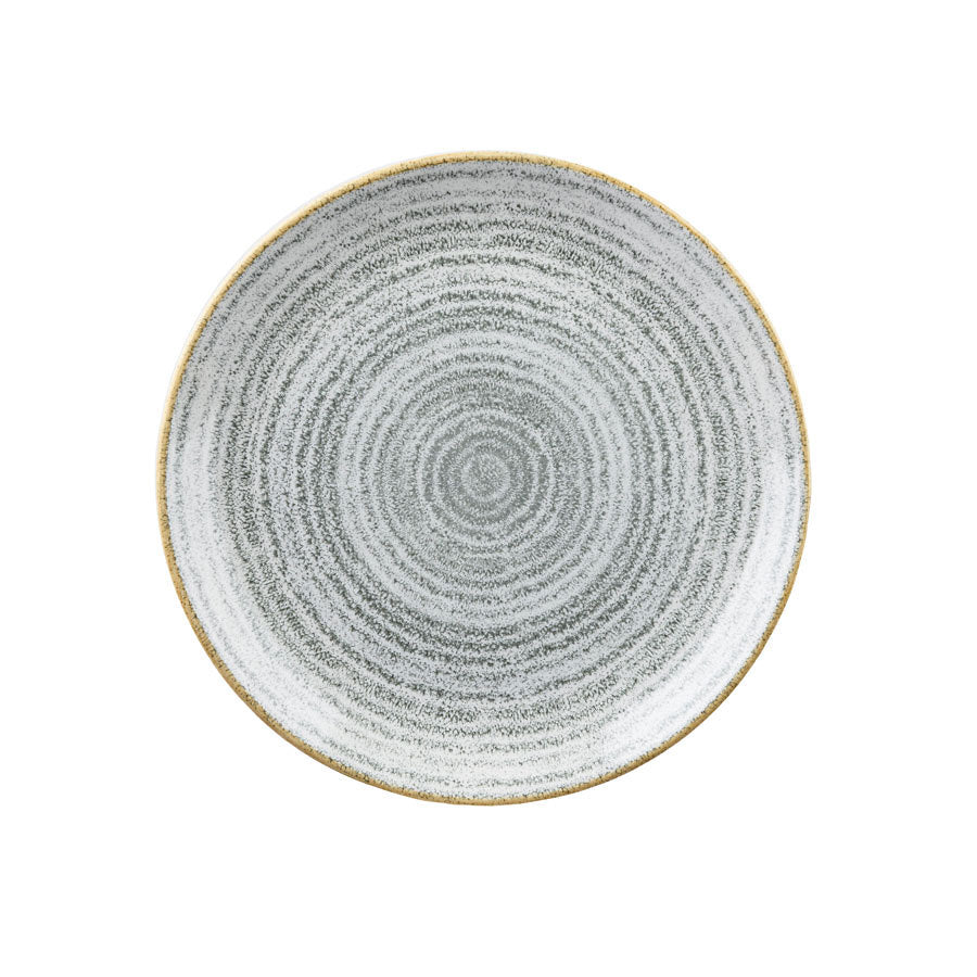 Churchill Studio Prints Homespun Vitrified Porcelain Stone Grey Round Coupe Plate 16.5cm Pack of 12