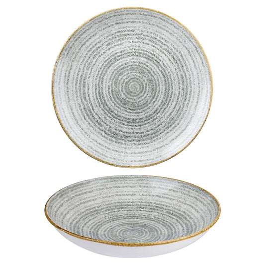 Churchill Studio Prints Homespun Vitrified Porcelain Stone Grey Round Coupe Bowl 24.8cm 40oz Pack of 12