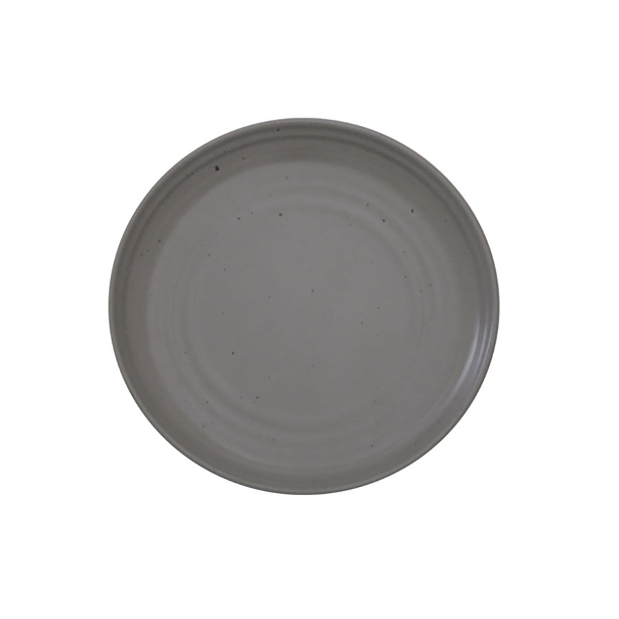 Artisan Pebble Vitrified Fine China Grey Round Coupe Plate 17cm. Pack of 12