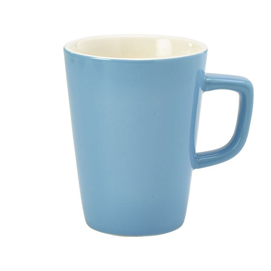 Genware Coloured Beverage Porcelain Blue Latte Mug 34cl 12oz Pack of 6