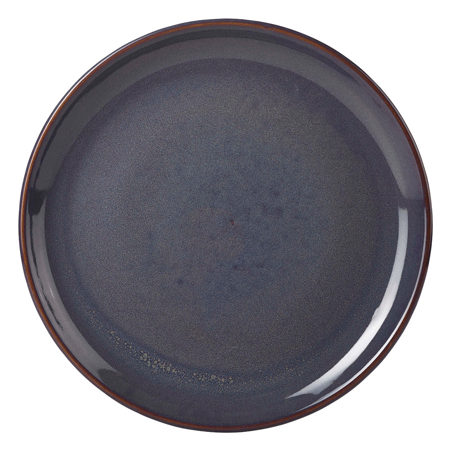 Genware Terra Stoneware Rustic Blue Round Coupe Plate 19cm Pack of 6