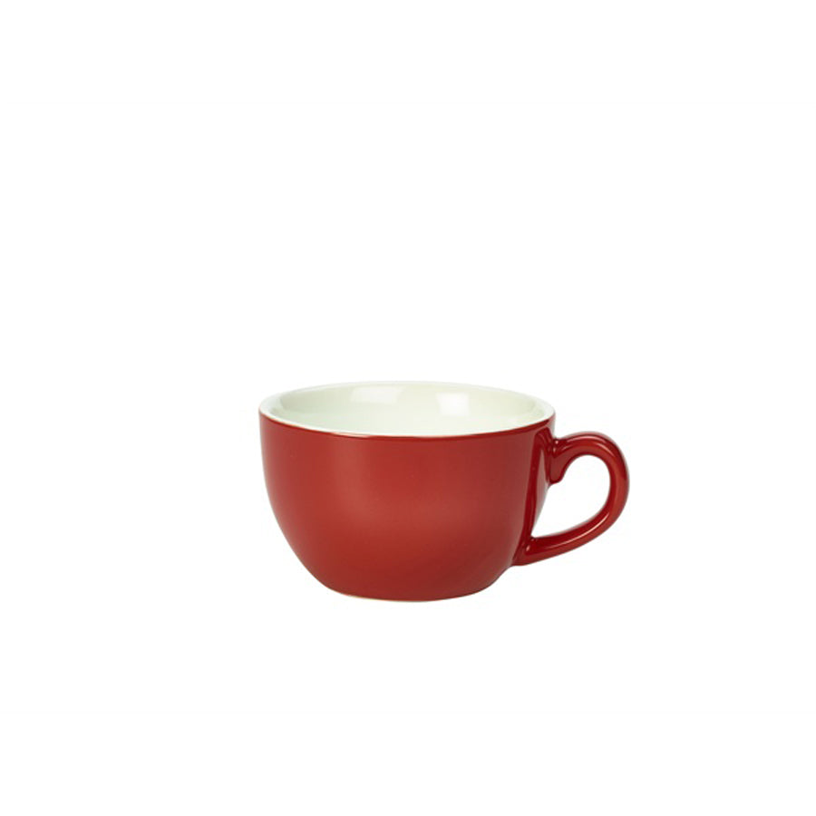 Genware Coloured Beverage Porcelain Red Bowl Shaped Cup 25cl 8.75oz Pack of 6