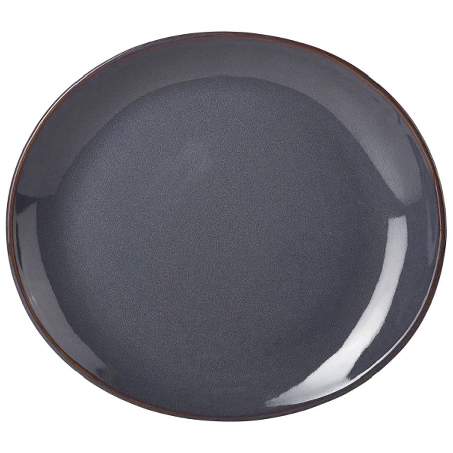 Genware Terra Stoneware Rustic Blue Oval Plate 29.5x26cm Pack of 6