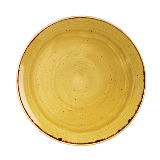 Churchill Stonecast Vitrified Porcelain Mustard Seed Yellow Round Coupe Plate 32.4cm Pack of 6