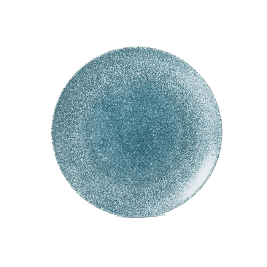 Churchill Studio Prints Raku Vitrified Porcelain Topaz Blue Round Coupe Plate 28.8cm Pack of 12