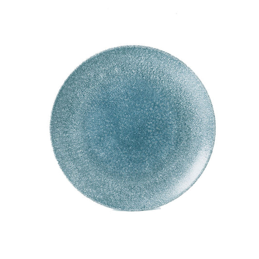 Churchill Studio Prints Raku Vitrified Porcelain Topaz Blue Round Coupe Plate 28.8cm Pack of 12