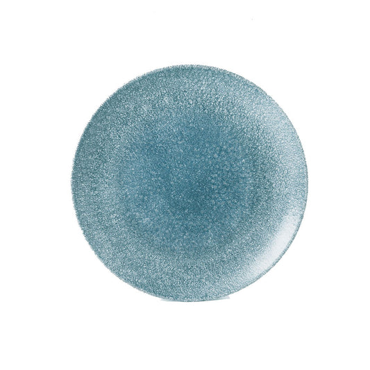 Churchill Studio Prints Raku Vitrified Porcelain Topaz Blue Round Coupe Plate 26cm Pack of 12