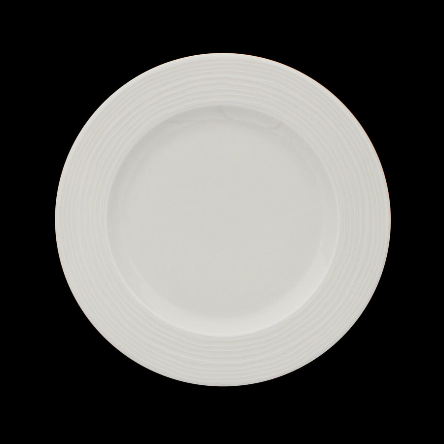 Crème Rousseau Vitrified Porcelain White Round Rim Plate 25.4cm Pack of 12