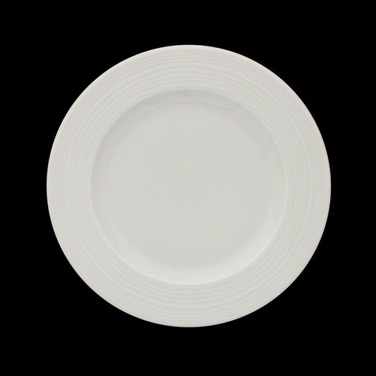 Crème Rousseau Vitrified Porcelain White Round Rim Plate 25.4cm Pack of 12