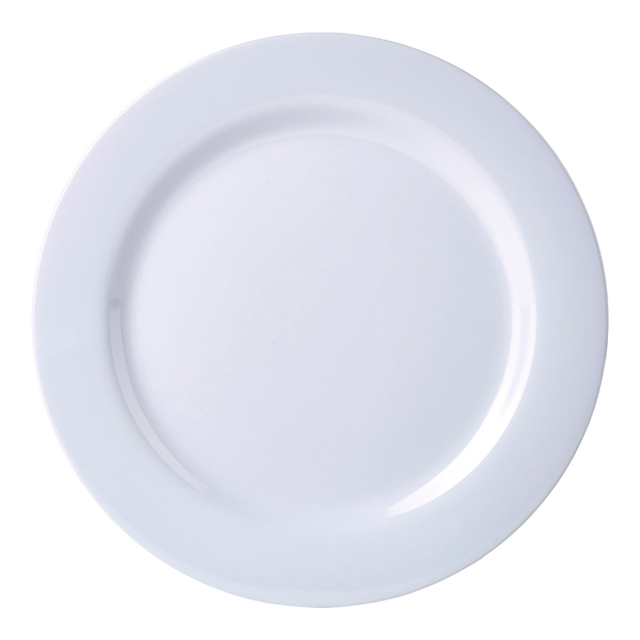 Genware Melamine White Round Plate 22.5cm 9 Inch Pack of 12