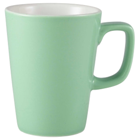 Genware Coloured Beverage Porcelain Green Latte Mug 34cl 12oz Pack of 6