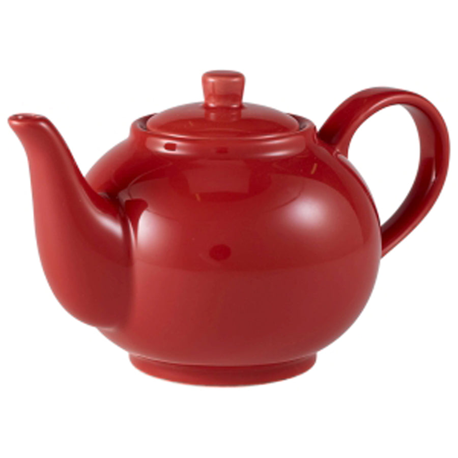 Genware Coloured Beverage Porcelain Red Teapot 45cl 15.75oz Pack of 6