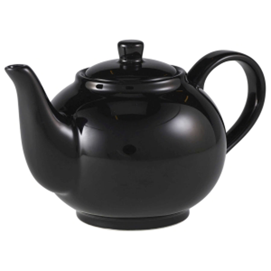 Genware Coloured Beverage Porcelain Black Teapot 45cl 15.75oz Pack of 6