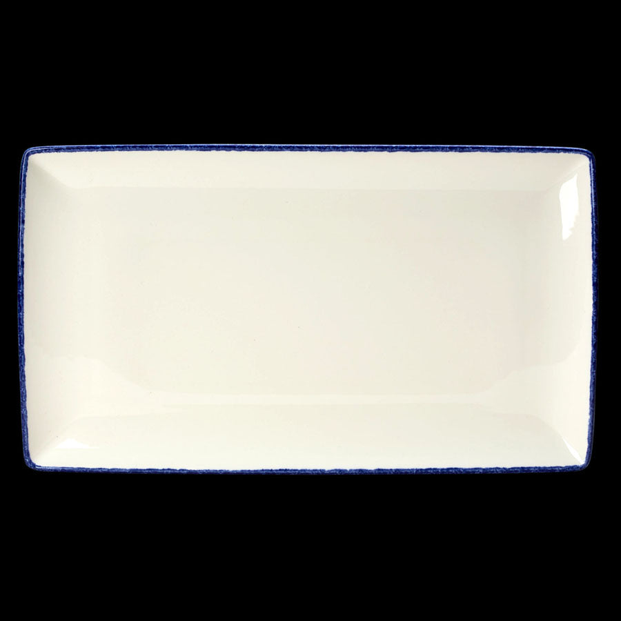 Steelite Blue Dapple Vitrified Porcelain RectangleThree 33cmx19cm Pack of 6