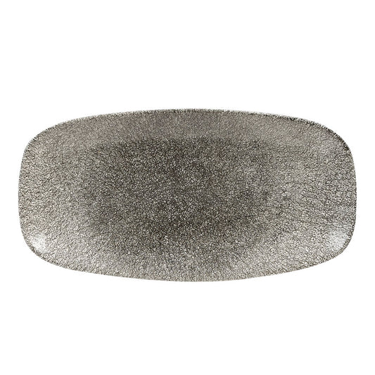 Churchill Studio Prints Raku Vitrified Porcelain Quartz Black Oblong Platter 29.8x15.3cm Pack of 12