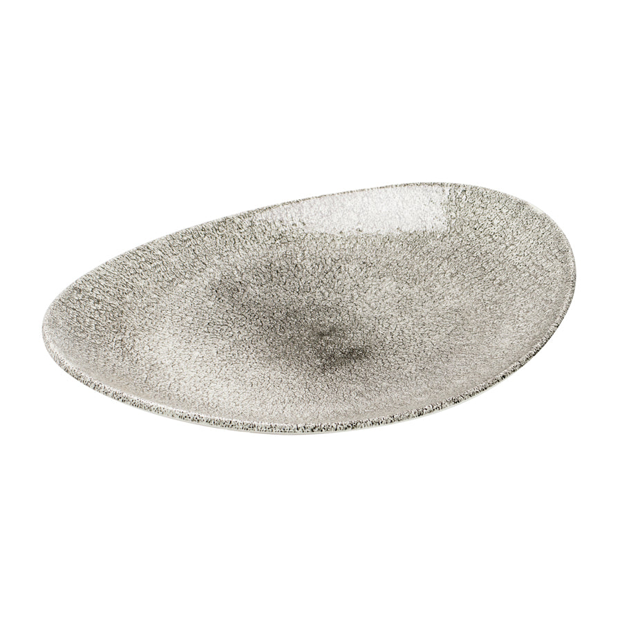 Churchill Studio Prints Raku Vitrified Porcelain Quartz Black Oval Coupe Plate 31.7x25.5cm Pack of 12