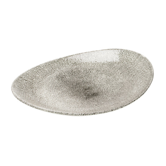 Churchill Studio Prints Raku Vitrified Porcelain Quartz Black Oval Coupe Plate 31.7x25.5cm Pack of 12