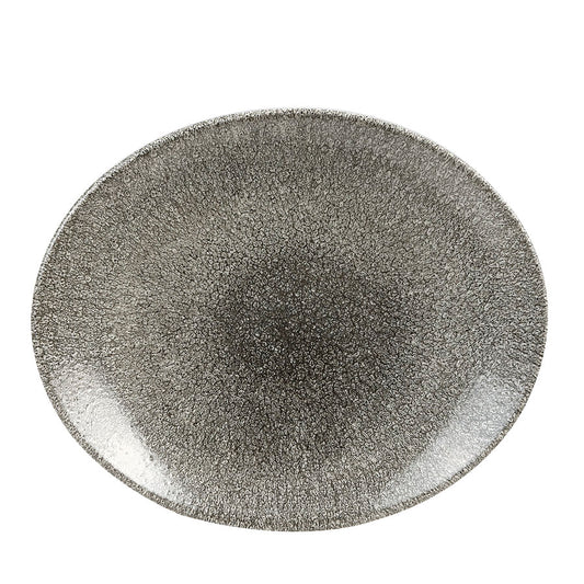 Churchill Studio Prints Raku Vitrified Porcelain Quartz Black Oval Coupe Plate 27x22.9cm Pack of 12