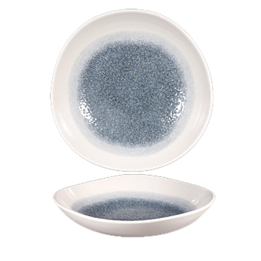 Churchill Studio Prints Raku Vitrified Porcelain Topaz Blue Organic Round Bowl 25.3cm 38.7oz Pack of 12