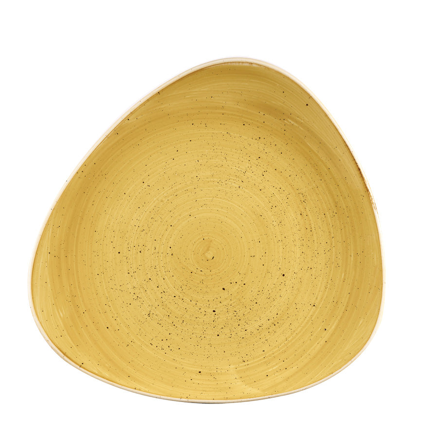 Churchill Stonecast Vitrified Porcelain Mustard Seed Yellow Triangular Plate 26.5cm Pack of 12