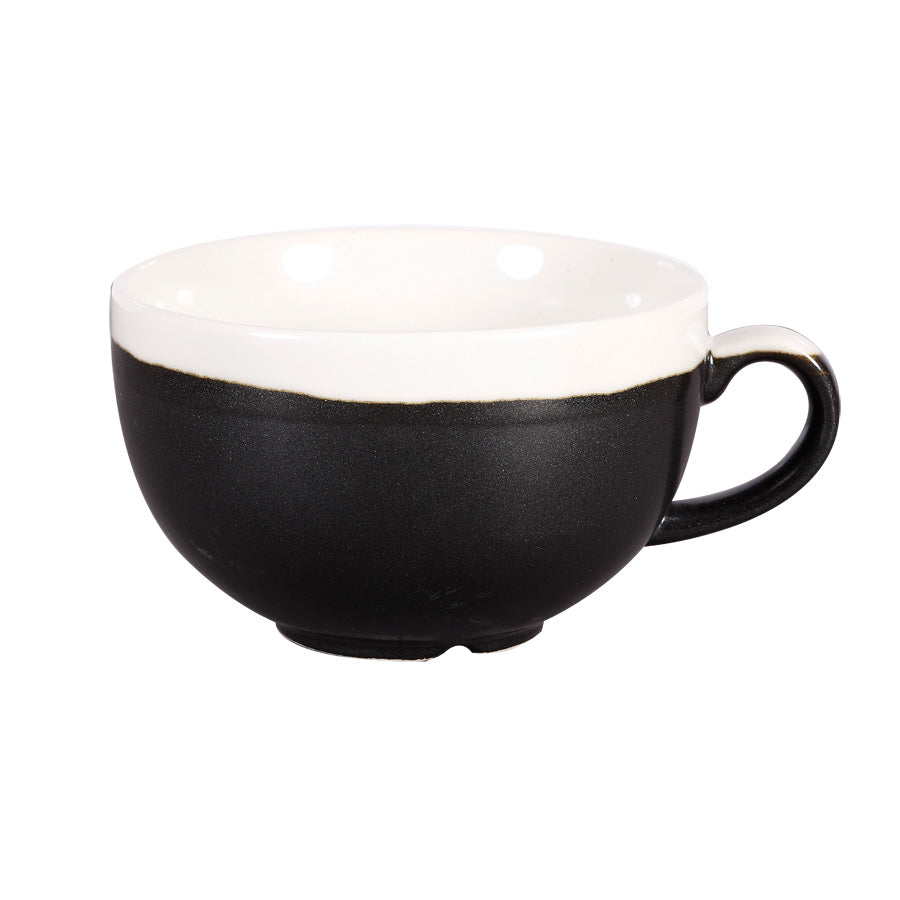 Churchill Monochrome Vitrified Porcelain Onyx Black Cappuccino Cup 34cl 12oz Pack of 12