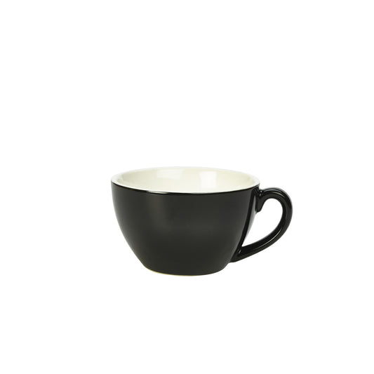 Genware Coloured Beverage Porcelain Black Bowl Shaped Cup 34cl 12oz Pack of 6