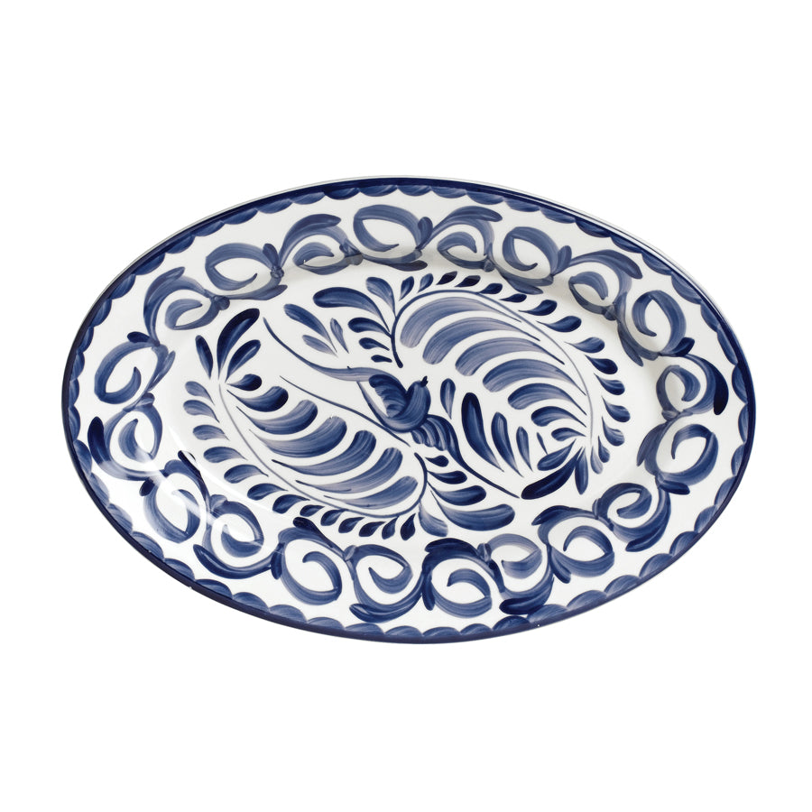 Anfora Puebla Stoneware Blue Oval Platter 27cmx19.7cm Pack of 24