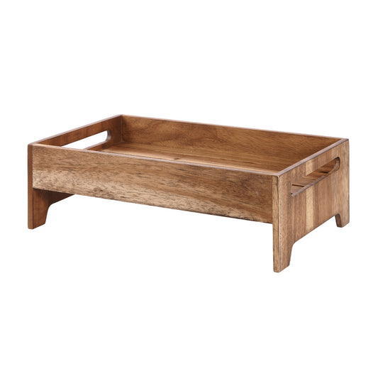 Churchill Buffetscape Brown Acacia Rectangular Medium Nesting Riser 42.1x25.8x13.2cm