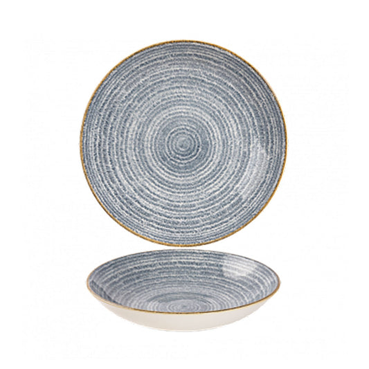 Churchill Studio Prints Homespun Vitrified Porcelain Slate Blue Round Coupe Bowl 24.8cm 40oz Pack of 12