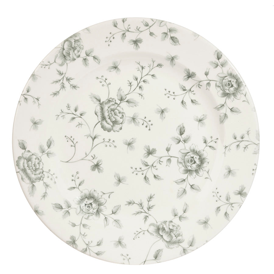 Churchill Vintage Prints Vitrified Porcelain Grey Round Rose Chintz Plate 30.5cm Pack of 6