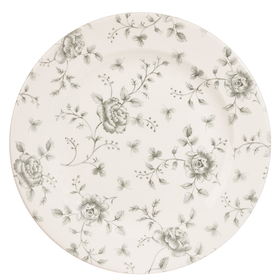 Churchill Vintage Prints Vitrified Porcelain Grey Round Rose Chintz Plate 27.6cm Pack of 6