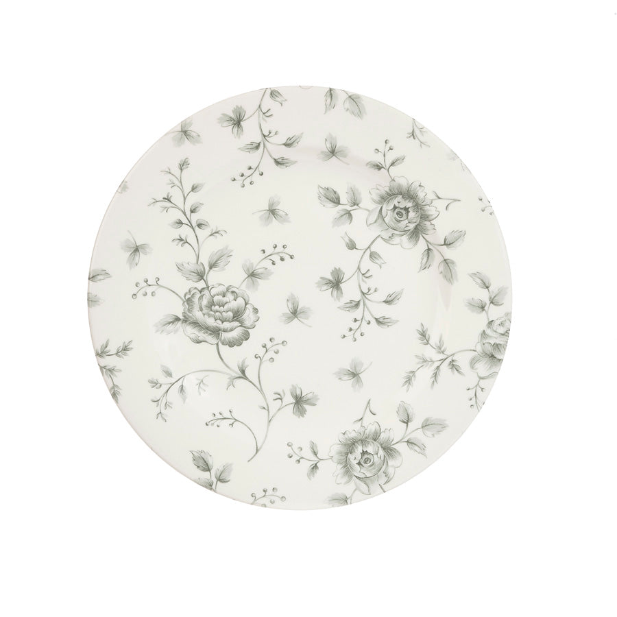 Churchill Vintage Prints Vitrified Porcelain Grey Round Rose Chintz Plate 21cm Pack of 6