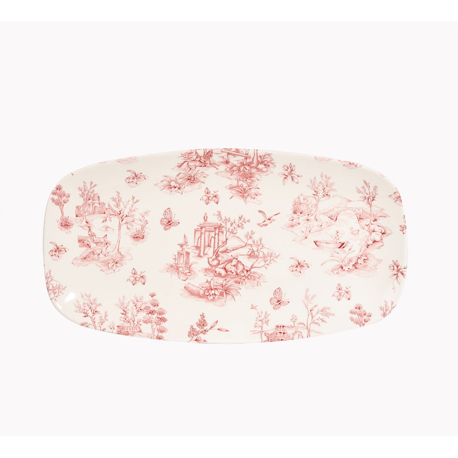 Churchill Vintage Prints Vitrified Porcelain Cranberry Toile Oblong Platter 29.8x15.3cm Pack of 12