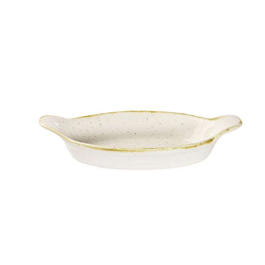 Churchill Stonecast Vitrified Porcelain Barley White Oval Eared Dish 23.2x12.5cm 38cl 13.4oz Pack of 6