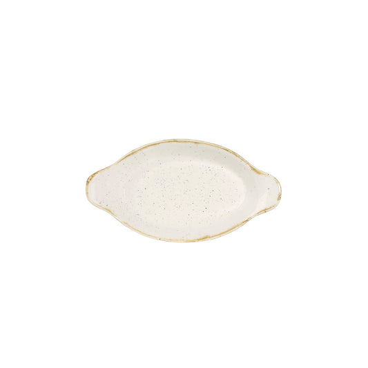 Churchill Stonecast Vitrified Porcelain Barley White Oval Eared Dish 20.5x11.3cm 25.5cl 9oz Pack of 6