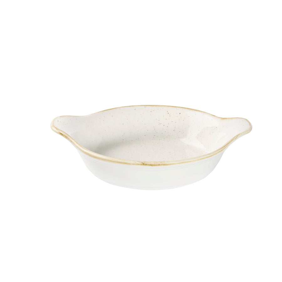 Churchill Stonecast Vitrified Porcelain Barley White Round Eared Dish 20.5x11.3cm 25.5cl 9oz Pack of 6