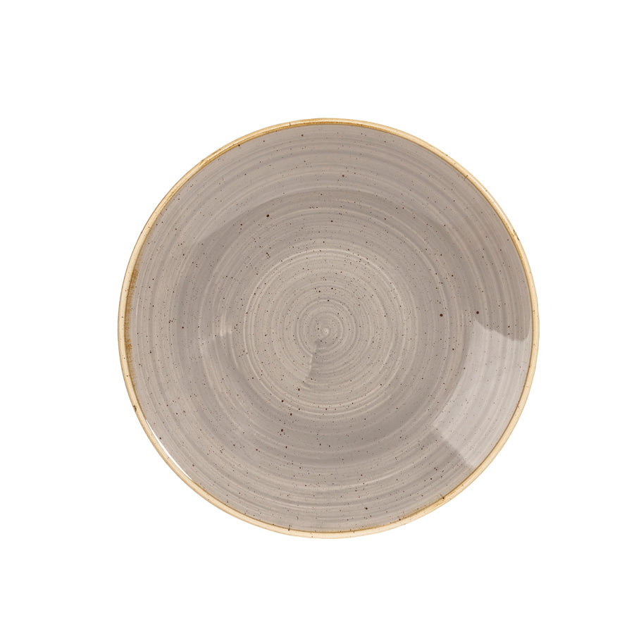 Churchill Stonecast Vitrified Porcelain Peppercorn Grey Round Deep Coupe Plate 25cm Pack of 12