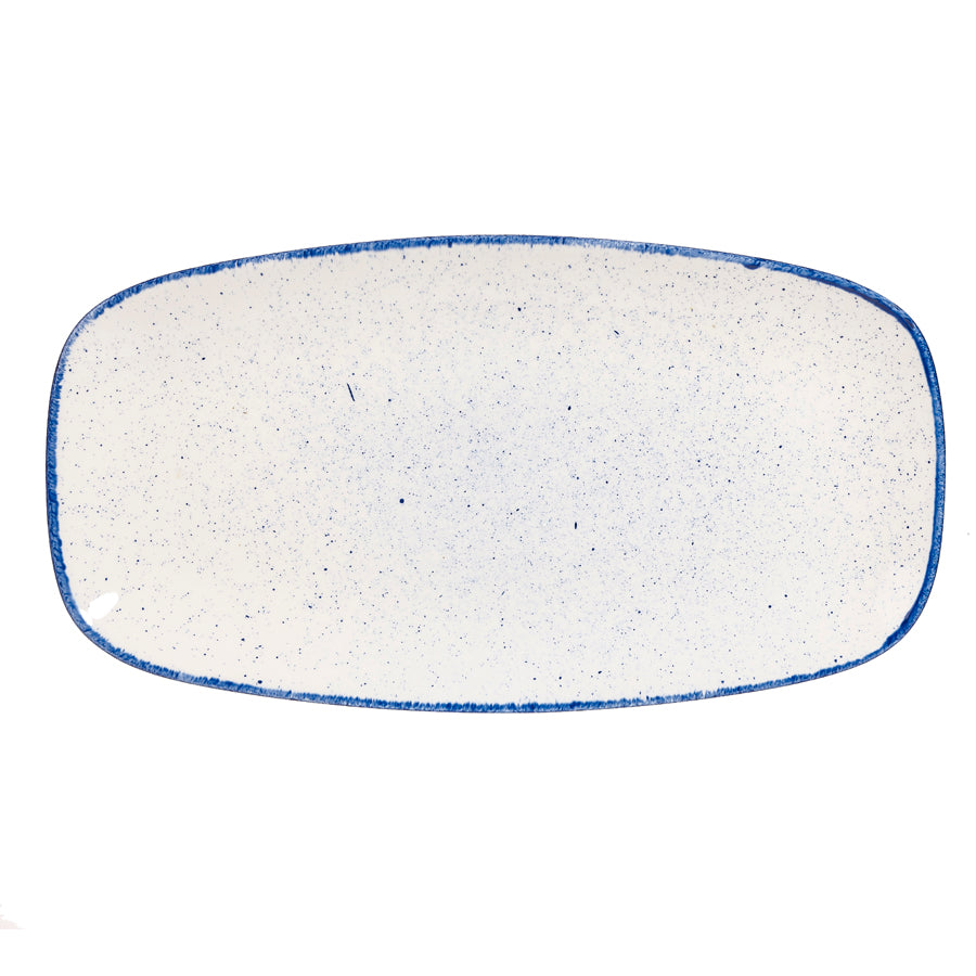 Churchill Stonecast Hints Vitrified Porcelain Indigo Blue Chefs Oblong Platter 35.5x18.9cm Pack of 6