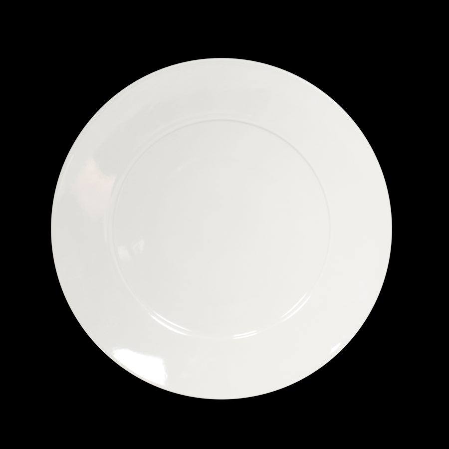 Crème Esprit Vitrified Porcelain White Round Wide Rim Fine Plate 28cm Pack of 6