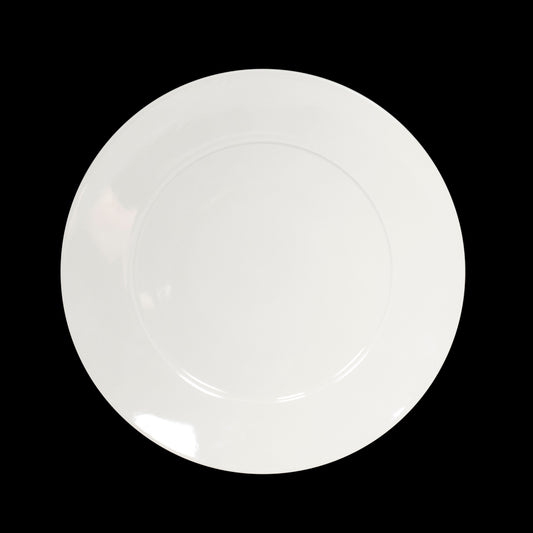 Crème Esprit Vitrified Porcelain White Round Wide Rim Fine Plate 28cm Pack of 6