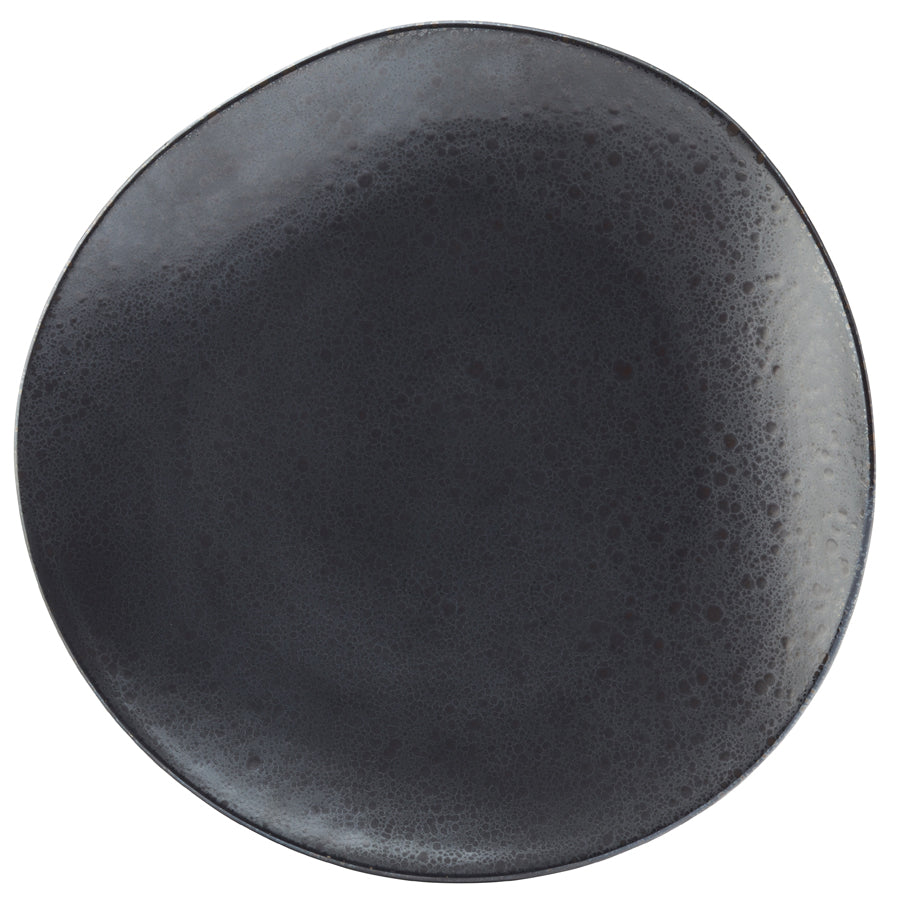 Utopia Nero Porcelain Black Organic Round Plate 25.5cm 10 Inch Pack of 6