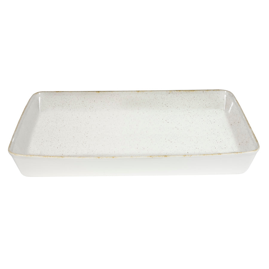 Churchill Stonecast Vitrified Porcelain Barley White Rectangular Baking Tray 53x32.5x6.2cm Pack of 2