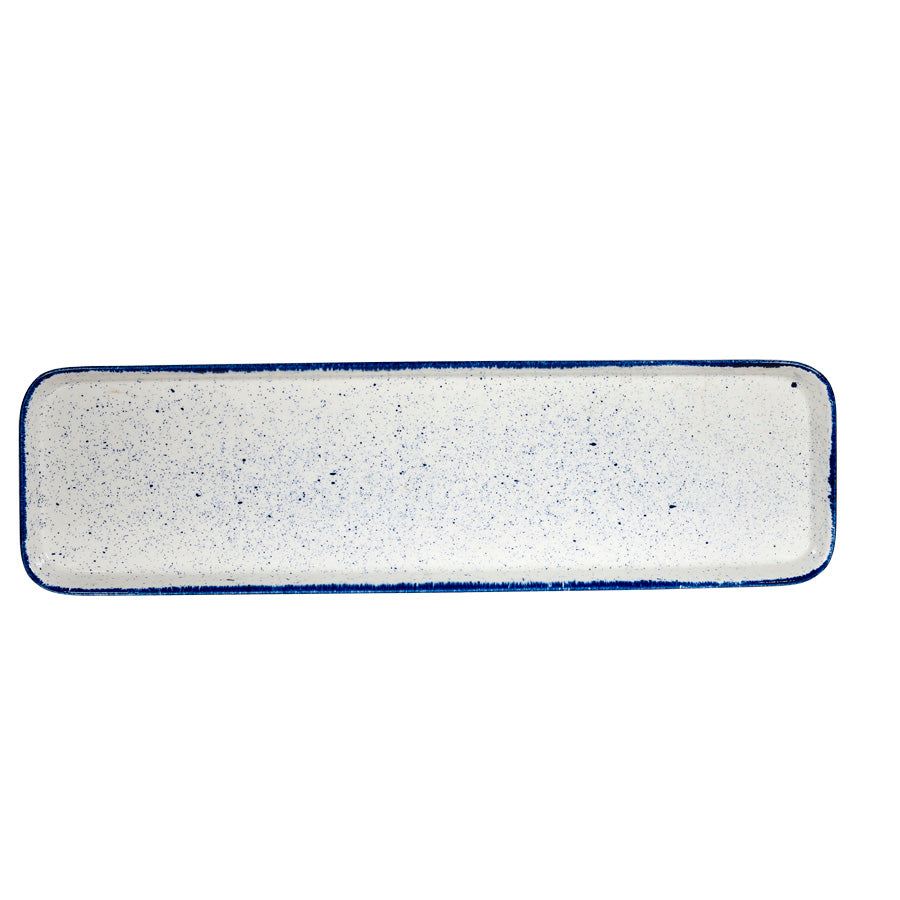 Churchill Stonecast Hints Vitrified Porcelain Indigo Blue Rectangular 2/4 Flat Tray 140cl Pack of 4