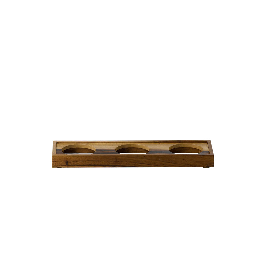 Churchill Buffetscape Rustic Acacia Rectangular 3 Bowl Presentation Platform 44.5x13x3.9cm Pack of 4