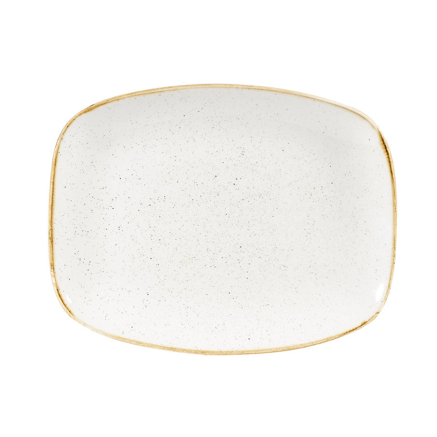 Churchill Stonecast Vitrified Porcelain Barley White Chefs Oblong Plate 34.4x23.4cm Pack of 6