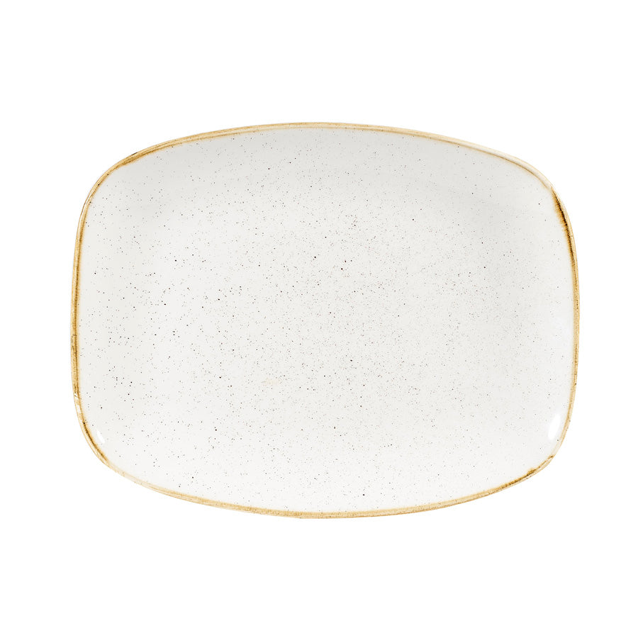 Churchill Stonecast Vitrified Porcelain Barley White Oblong Plate 15.4x12.6cm Pack of 12