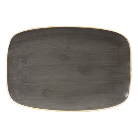 Churchill Stonecast Vitrified Porcelain Peppercorn Grey Chefs Oblong Plate 34.4x23.4cm Pack of 6