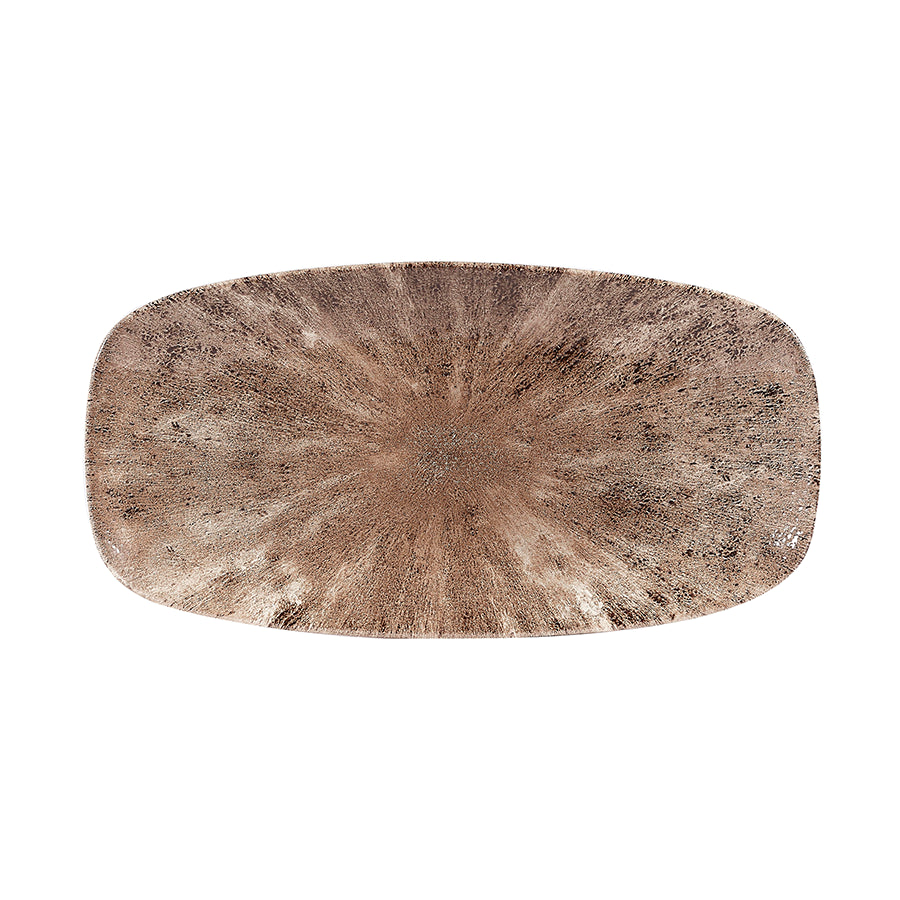 Churchill Studio Prints Stone Vitrified Porcelain Zircon Brown Oblong Plate 29.8x15.3cm Pack of 12