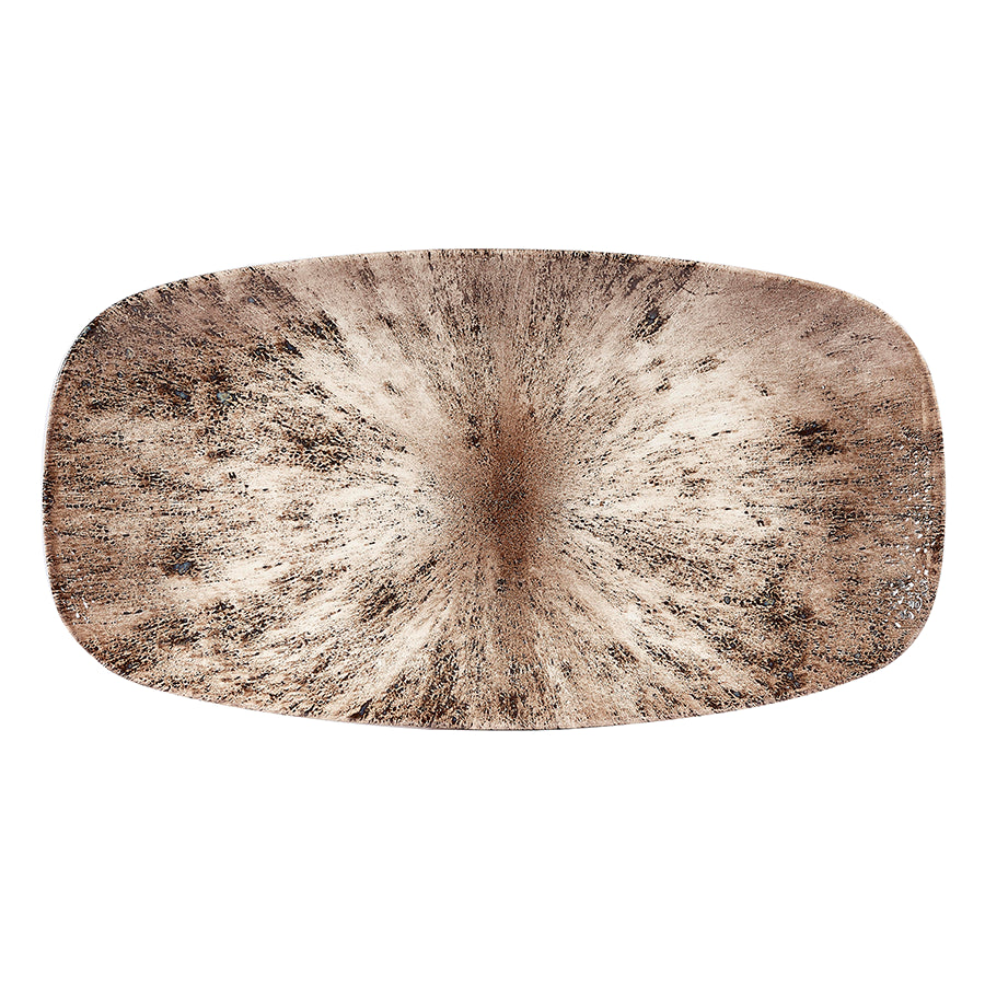 Churchill Studio Prints Stone Vitrified Porcelain Zircon Brown Oblong Plate 35.5x18.9cm Pack of 6